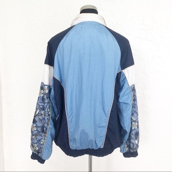 Vintage Nylon 1980’s 1990’s Floral Zip Up Jacket Coat Size Medium windbreaker - Picture 6 of 8